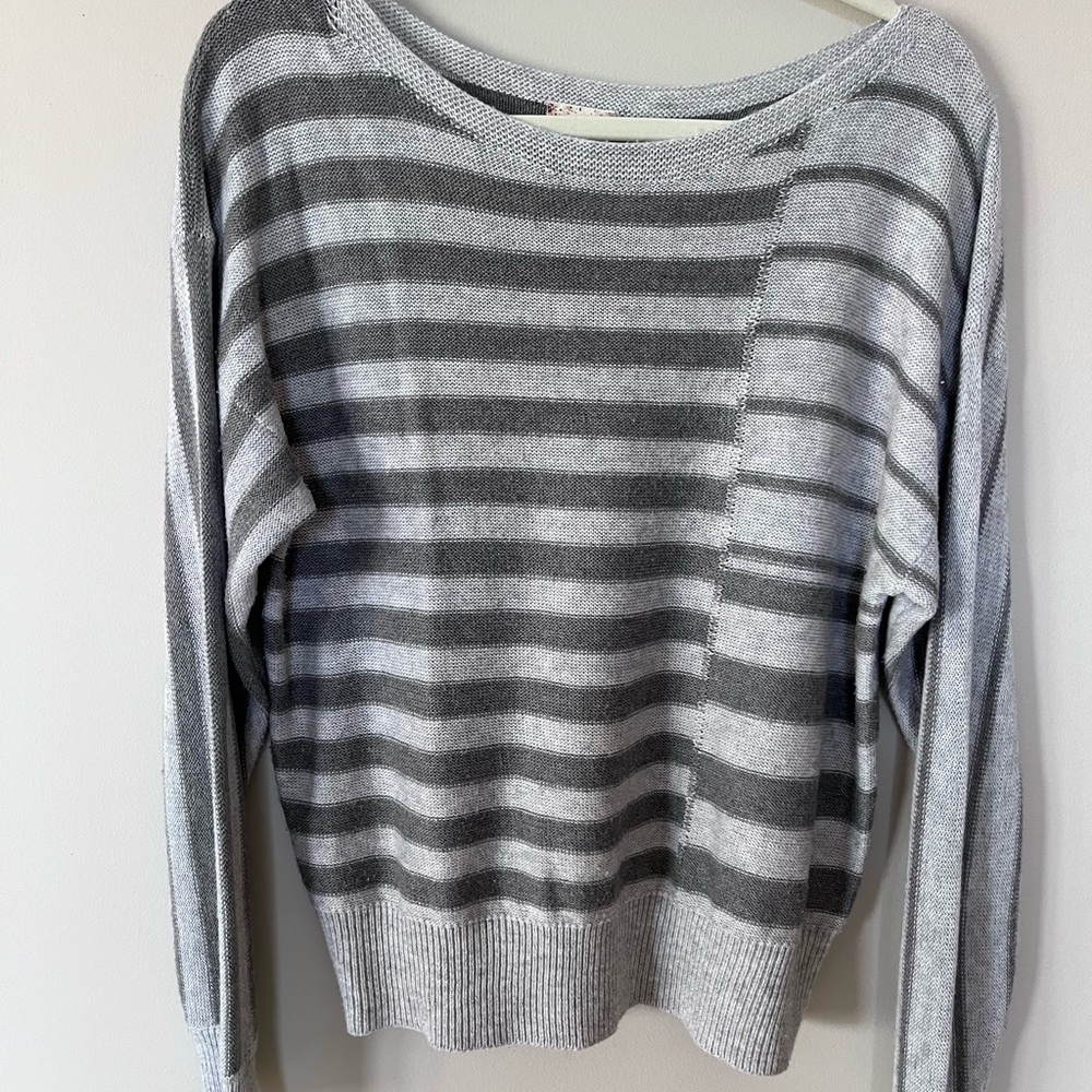 Hem & Thread Charcoal and Light Gray Striped Sweater